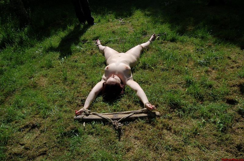 outdoor bondage staked out