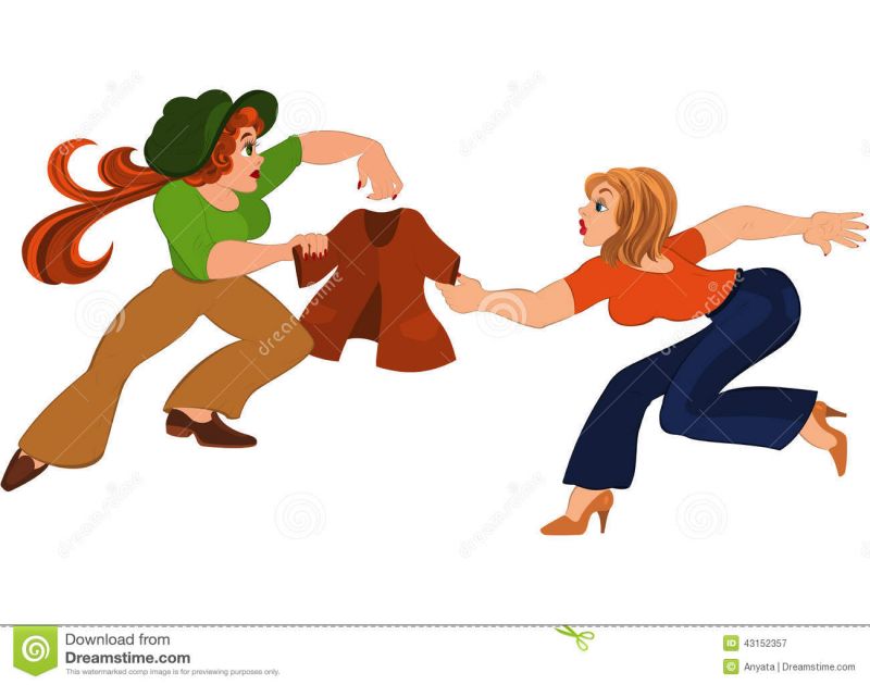 cartoon of two women fighting over nothing