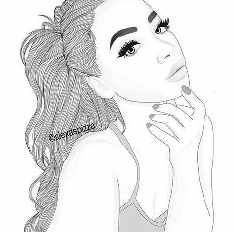 black and white tumblr transparent girl drawing