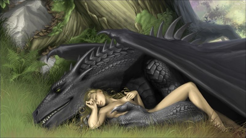 fantasy art dragons with women
