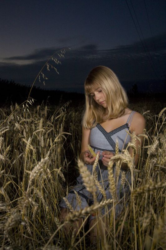 girl in hay field