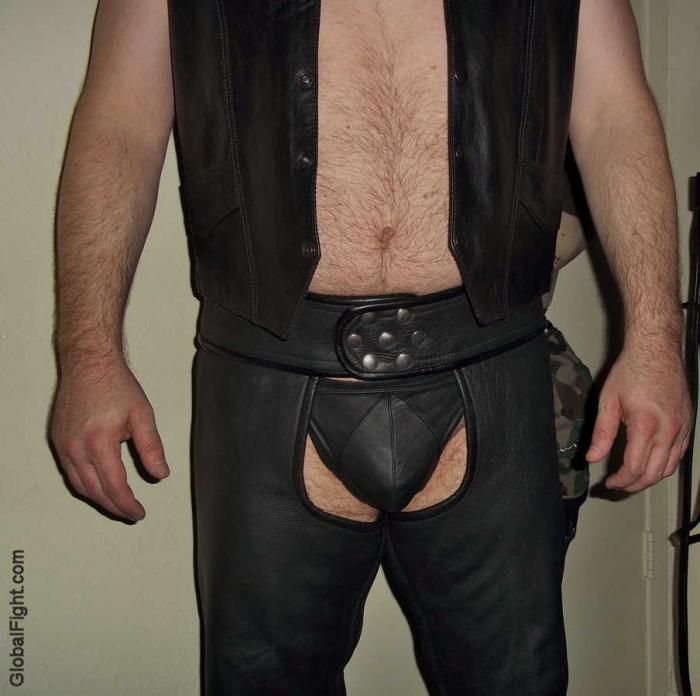 men wearing all leather