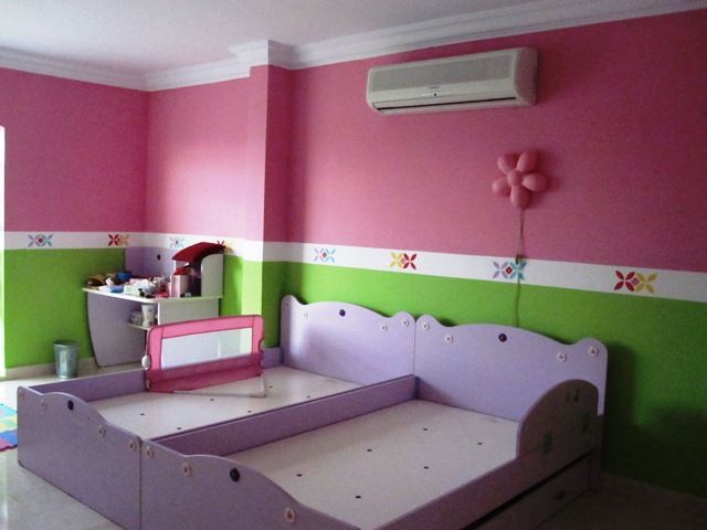 pink striped walls