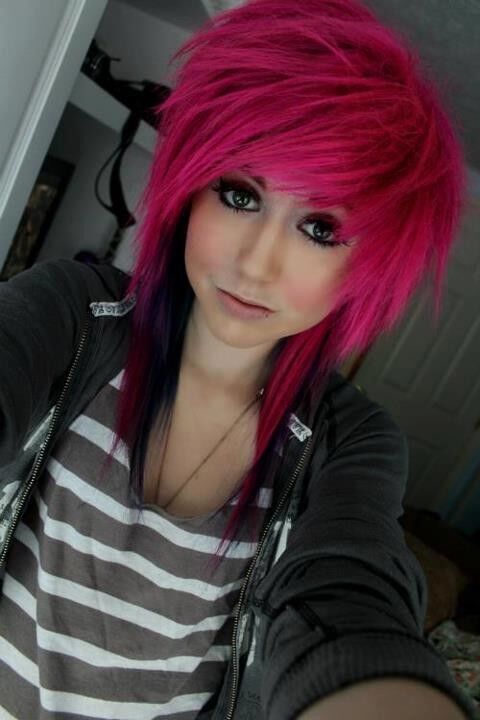 emo girl with pink hair