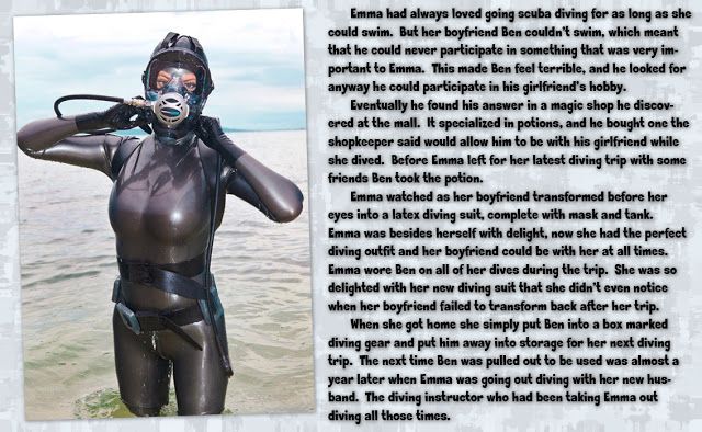 woman trapped in latex caption