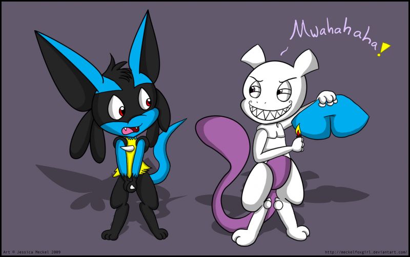 female lucario and mewtwo