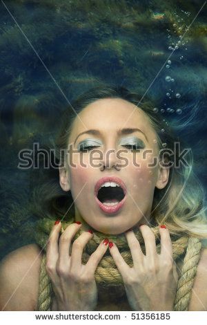 women underwater trapped