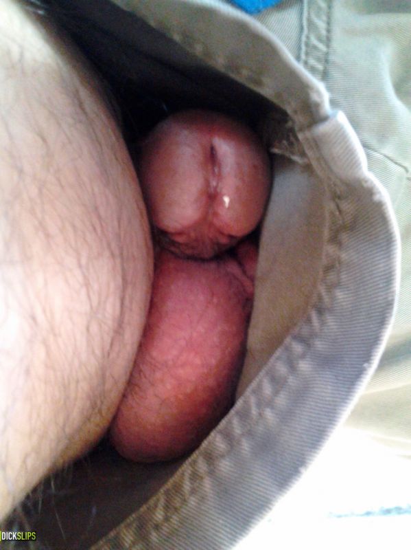peeking out of mens shorts