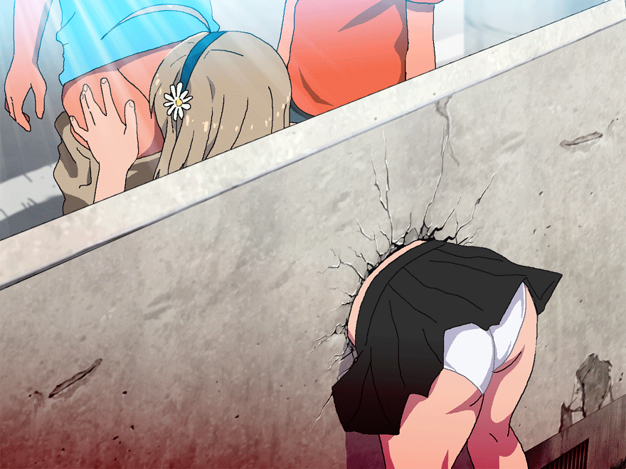Hentai stuck in wall