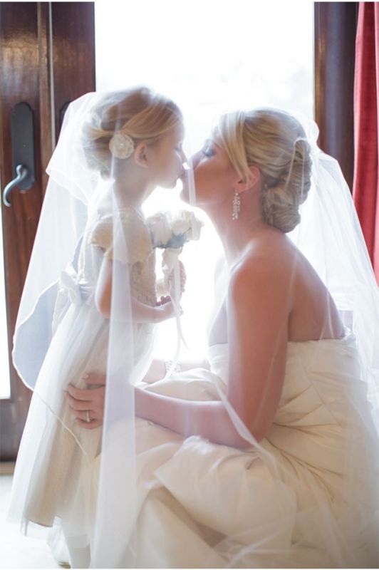 bride bridesmaid kissing