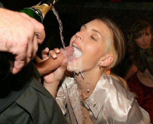 drinking cum from a funnel