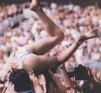 girl stripped naked crowd surfing