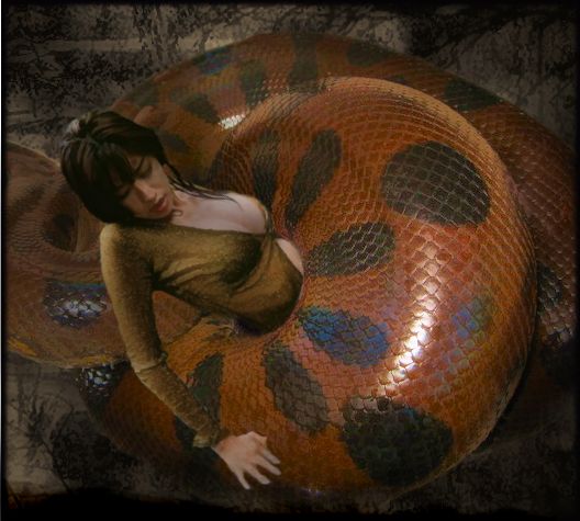 snake wrapped around girl
