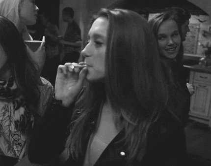 girl smoking and drinking