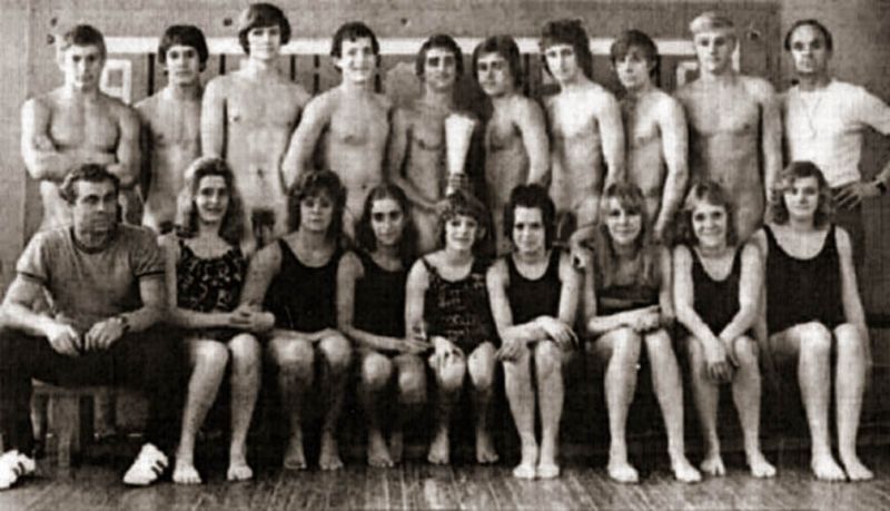 vintage nude female swimming