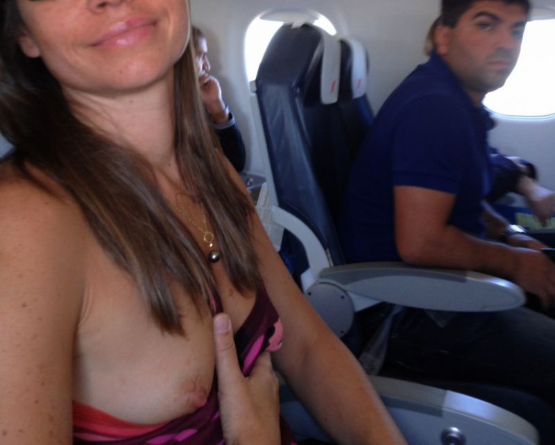 Wife Flashing Tits On Plane pic