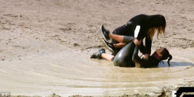 mud diving into women