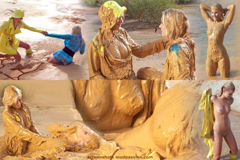 women from the mud rinsing