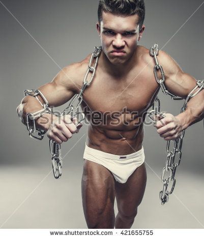 woman chained to man