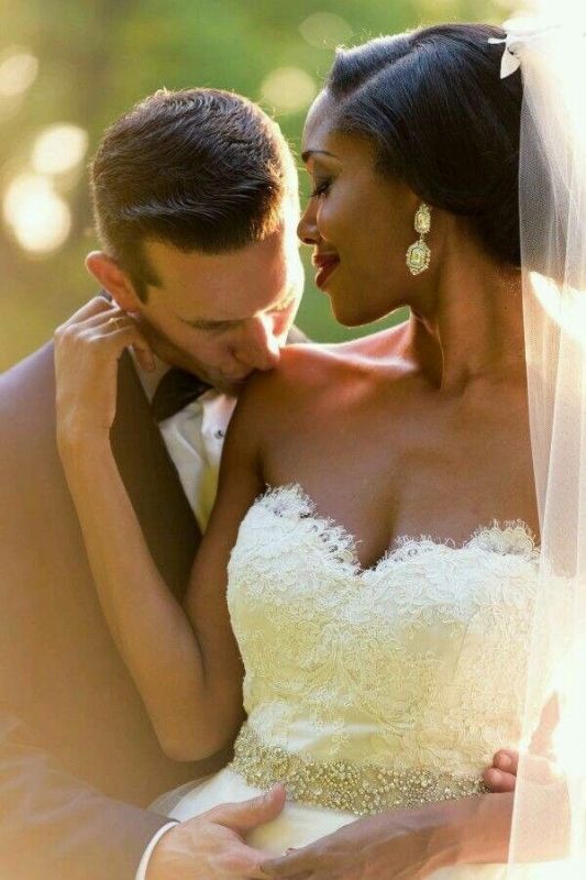 interracial wedding couple