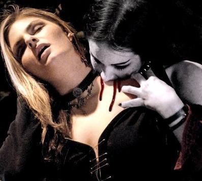 romantic vampire biting neck