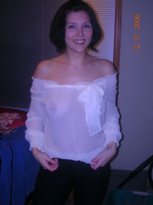 embarrassed wife in see through
