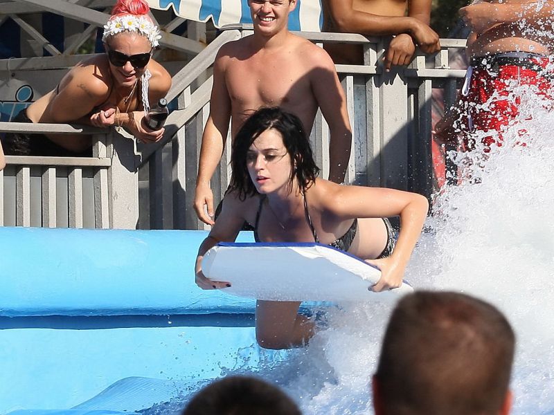 women bikinis falling off water slides