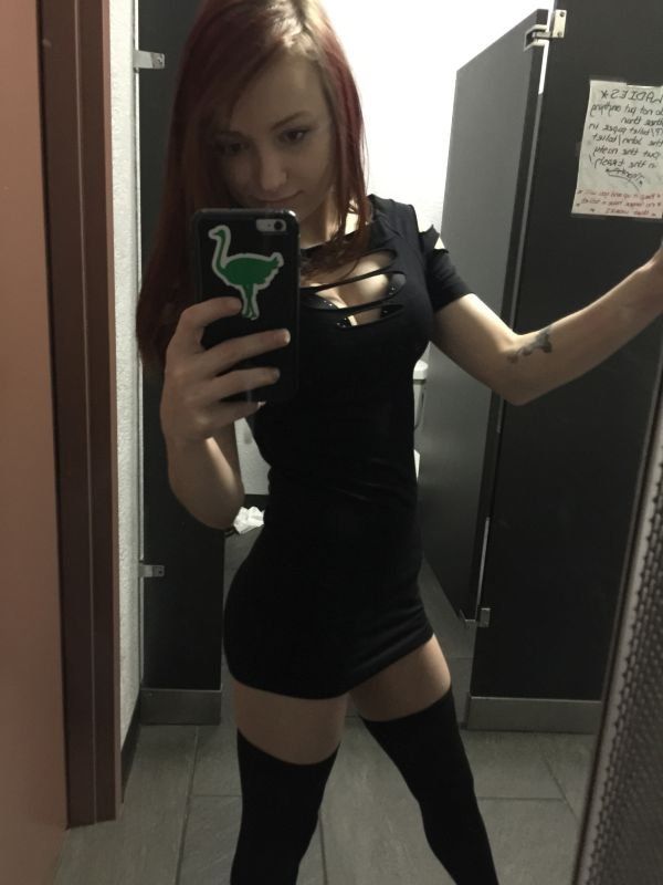 showing off tits at work