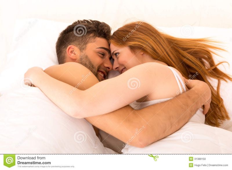 selfis passionate couple in bed