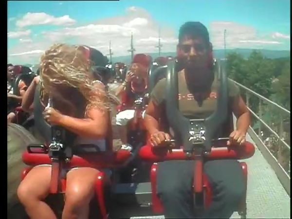 Riding Rollercoaster at Funfair Nip Slip, Accidental Public Flash. Tit  Nipple Slip 