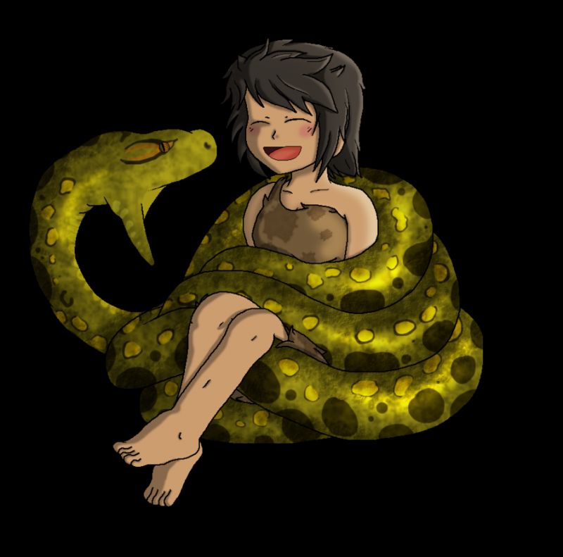 snake wrapped around women