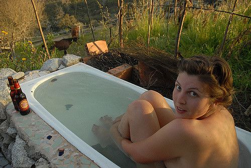 backyard in ground hot tub