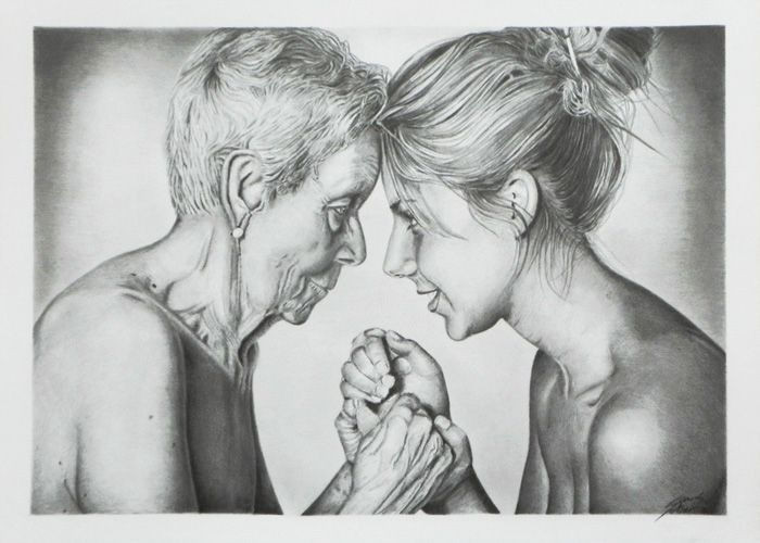 realistic drawing old to young