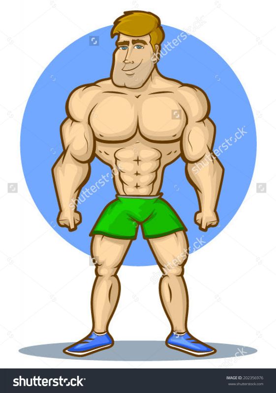 cartoon muscle man flexing