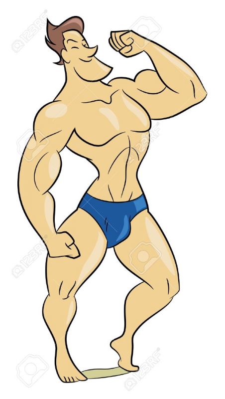 muscle man cartoon funny