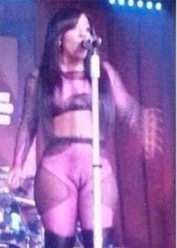 singer performs on stage naked