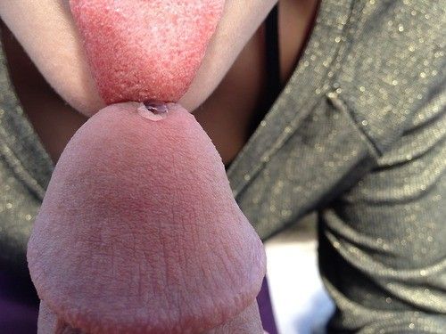 girls tongue on precum