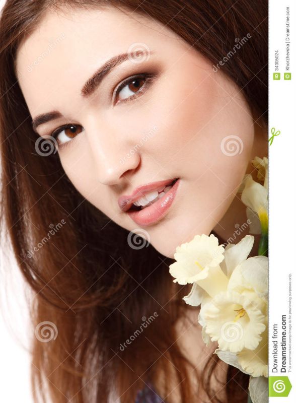 girl looking down mouth open