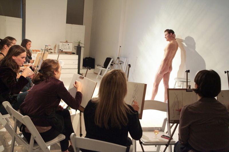 naked posing model pose