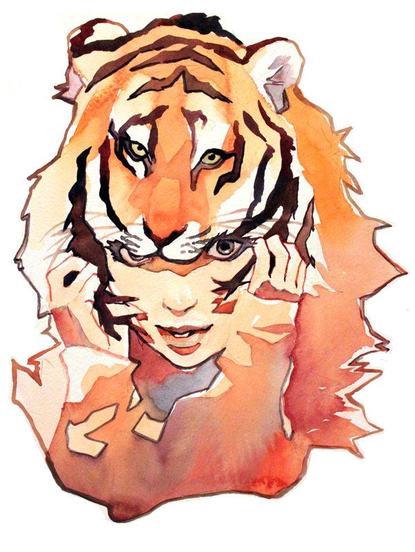 woman painted like tiger