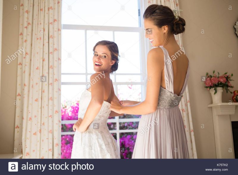 bride dressing before and after