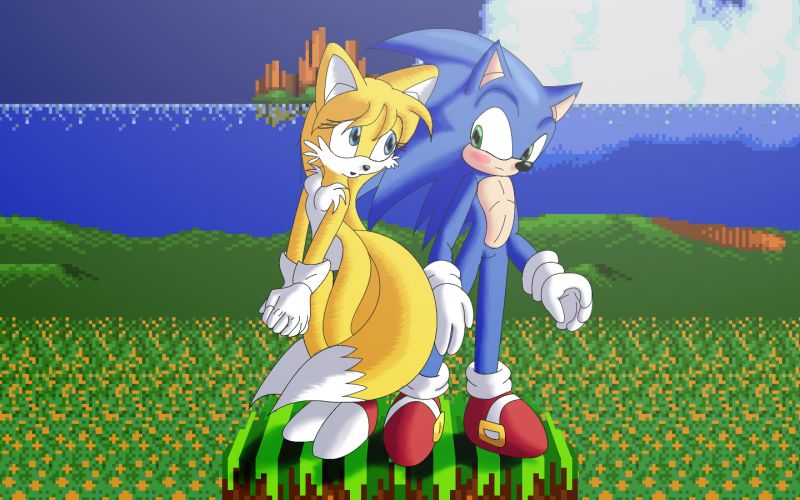 female sonic and tails kiss