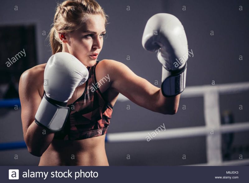 young women boxing