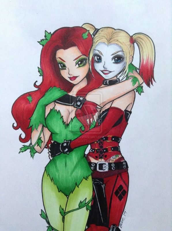 harley quinn and poison ivy kissing