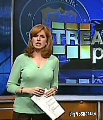 Blonde news reporter with big tits News Anchor Nipples Cumception