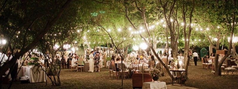 unique outdoor wedding party