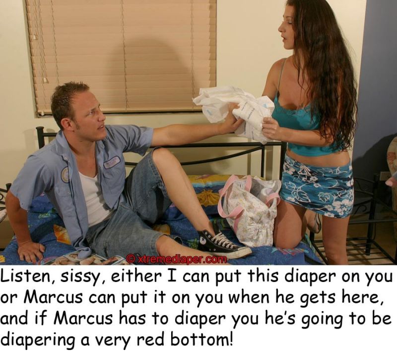 forced sissy diapering captions