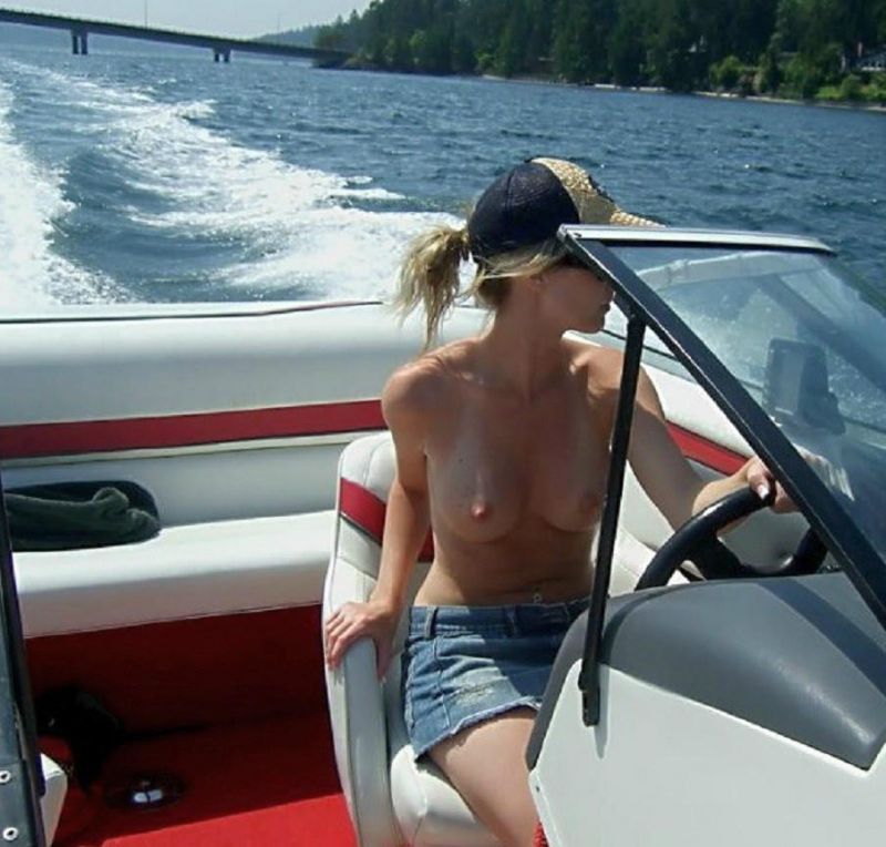 nude wife on boat