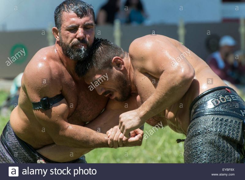 turkish wrestlers grabbing
