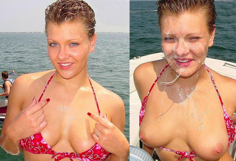 before after amateur cum covered